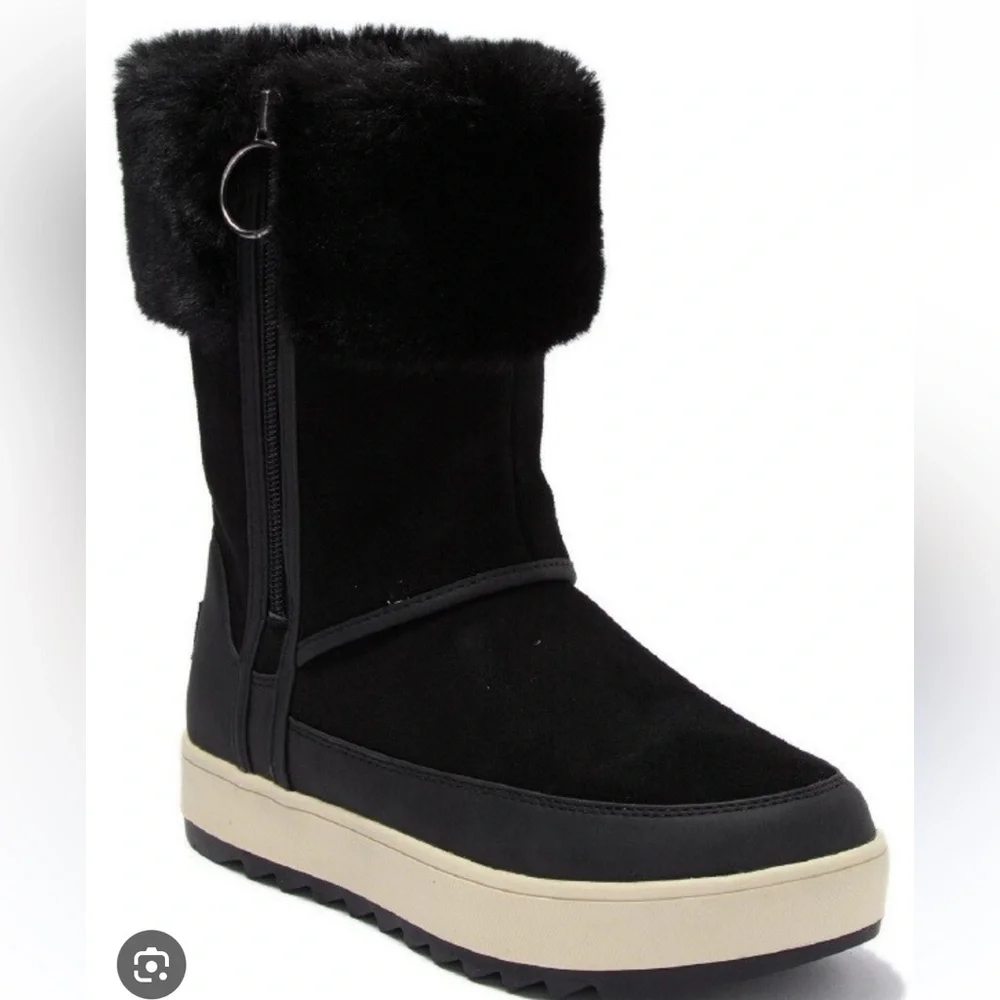 Koolaburra by UGG Black Tynlee Waterproof Winter Boots With Faux Fur Cuff Size 7